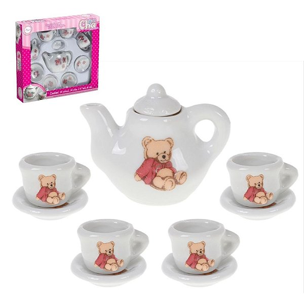 Conjunto Xícaras Chá Porcelana Brincando Casinha Urso Pooh