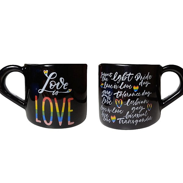 Caneca Decorativa Love Is Love Amor Namorados Lgbt 390ml