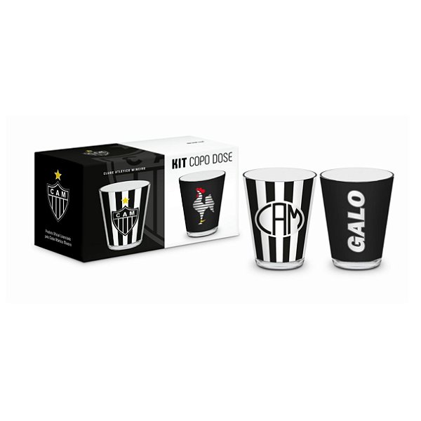 Conjunto 2 Copos Dose Iron Clube Atlético Mineiro Galo 55ml