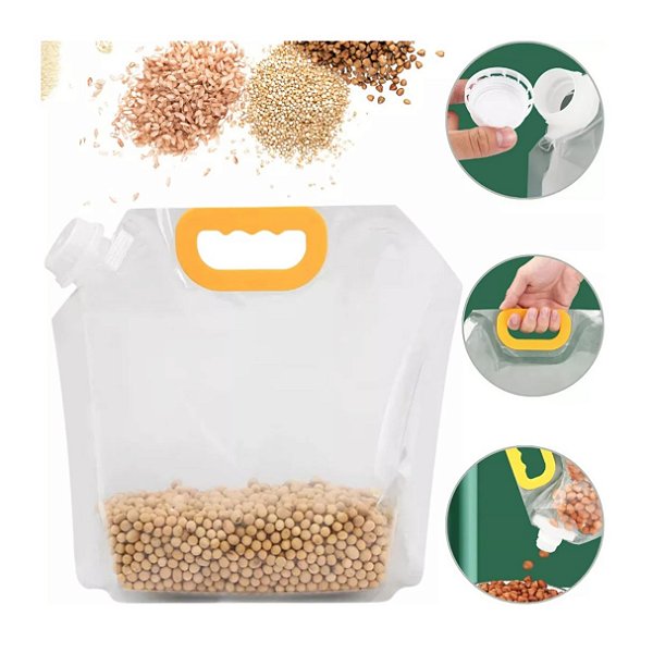 Saco Armazenar Alimento Cereais Grãos Líquido 1,5 Litros