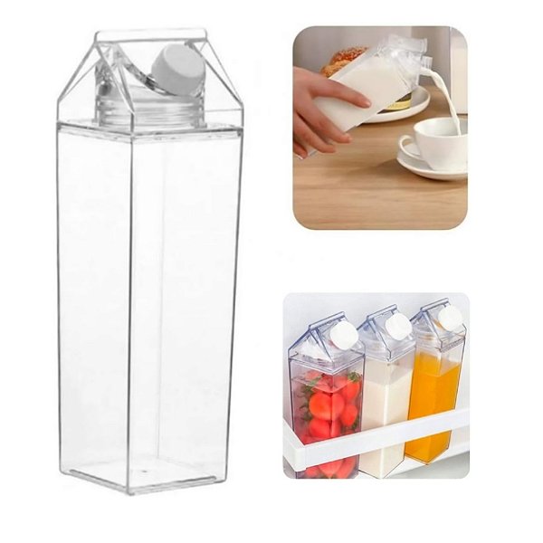 Garrafa Em Acrílico 1 Litro Transparente P/ Leite Suco Água