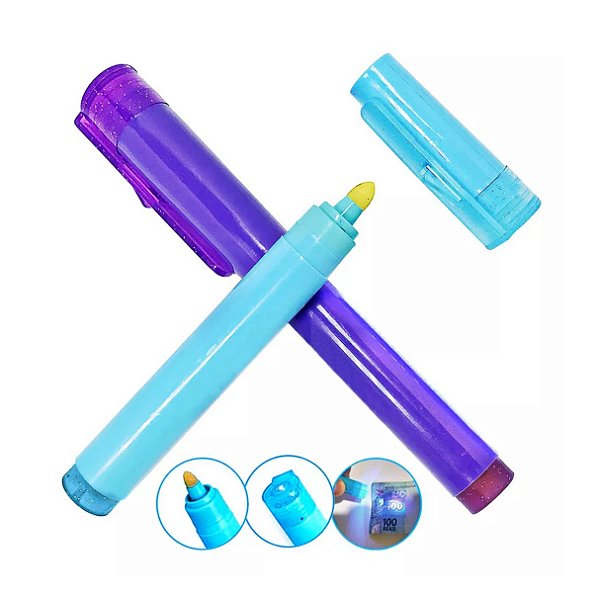 Caneta P/ Identificar Notas Dinheiro Falsas Com Luz Negra Uv