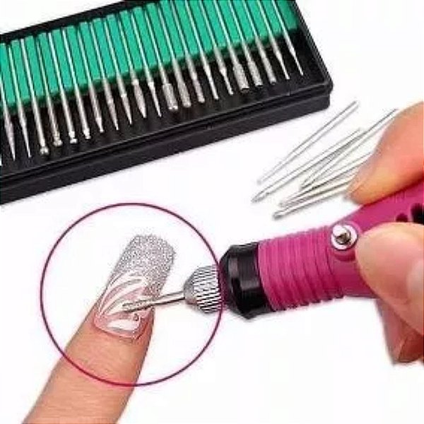 Kit 30 Brocas Lixas de Unha Elétrica Profissional Manicure