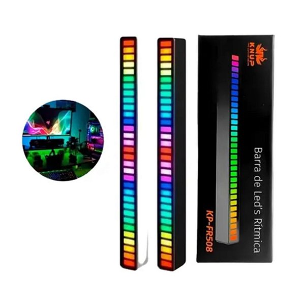 Kit 2 Barras Led's RGB Sensor De Som Gamer USB Decorativo C/ Suporte