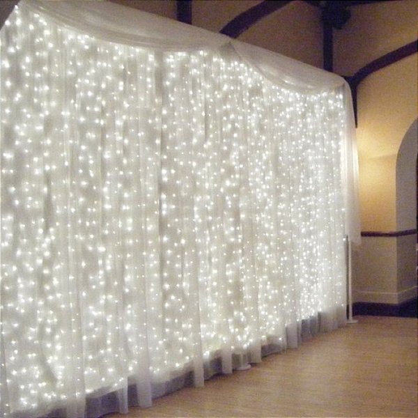 Cortina Led Com 500 Leds Fixos 2,8m X 2,5m 220v Festas Branco Frio