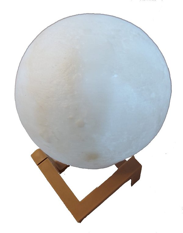 Luminária Lua Cheia 10 cm 3d Abajur Led Relevo - Branco Frio (Branco)