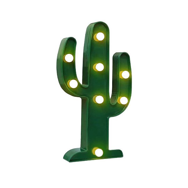 Luminária Abajur Lampada Led Cactus Luz Mesa E Parede Cacto