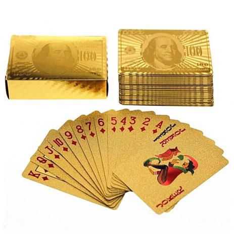 Baralho Dourado Folheado Poker Truco Cartas Jogos