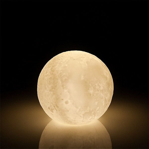 Luminária Abajur Led Relevo Lua Cheia 10cm Enfeite Decoração