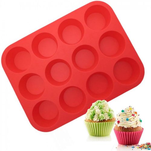 Forma em Silicone para Mini Cupcake / Muffin / Financier / Pão de Queijo Com 12 Cavidades Colorido