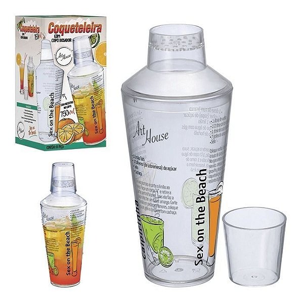 Coqueteleira Caipirinha Acrilica 750ml Drink C/ Copo Dosador