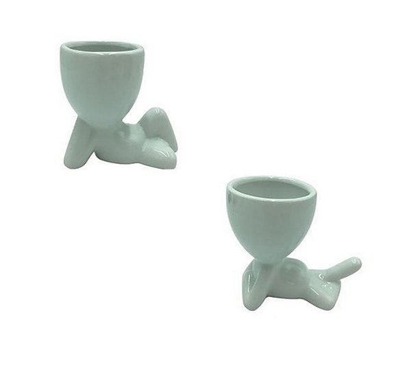 1 Vaso Decorativo De Porcelana Robert / Bob Plant Do BBB Deitado Branco