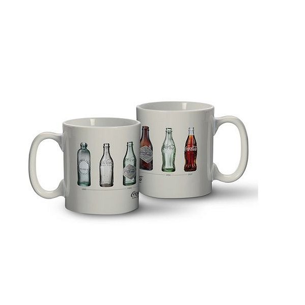 Caneca Porcelana Coca-cola Bottles Evolution - 320 Ml