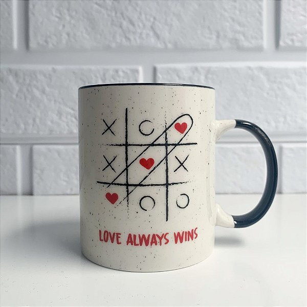 Caneca Porcelana Branca Love Always Wins 350ml