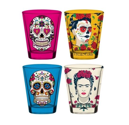 Conjunto De 4 Copos Shot 50 Ml Frida Kalo