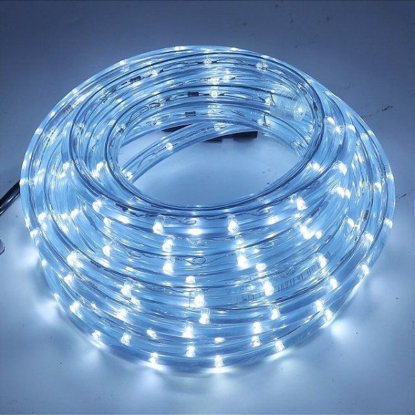 Mangueira De Led Redonda 10m Pisca E Fica Fixa 110v Branco