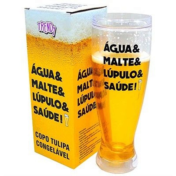 Copo Cerveja Tulipa Congelavel 450ml Agua Malte Lupulo Saúde