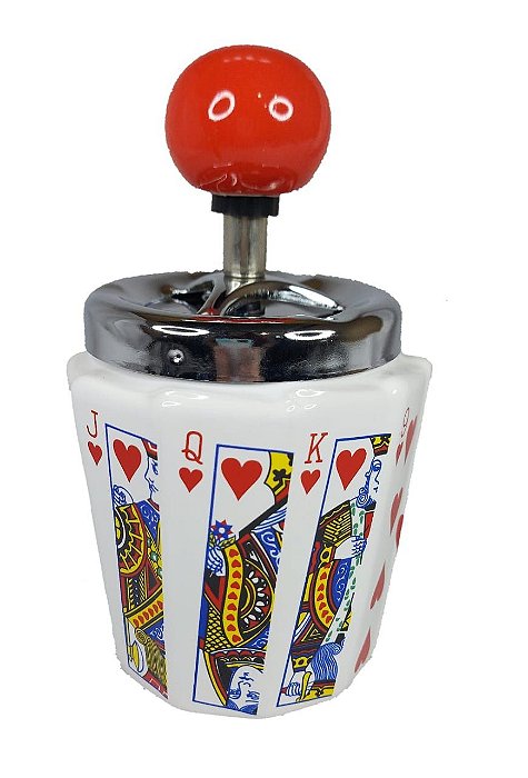 Cinzeiro Carta De Baralho Com Tampa Giratória - Copas