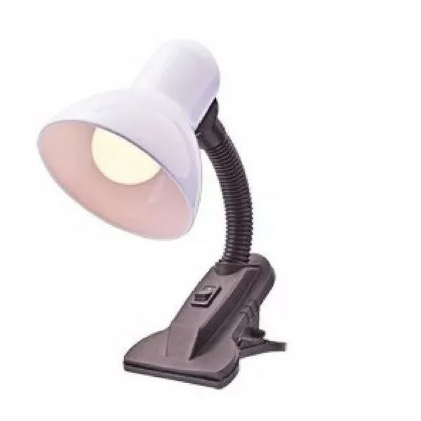 Abajur De Mesa Com Garra Para Estante Ou Cama Branco - Pregador Grampo