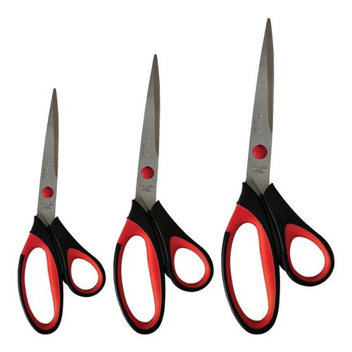 Kit C/ 3 Tesouras Black Red Macia Afiada - Art House