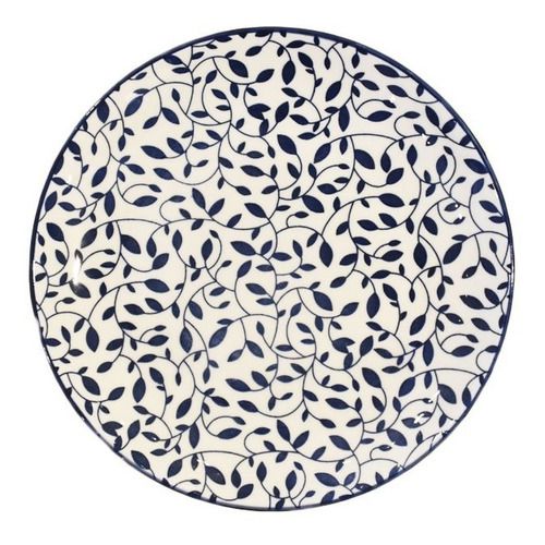 Prato Decorativo Porcelana Floral Azul E Branco Urban