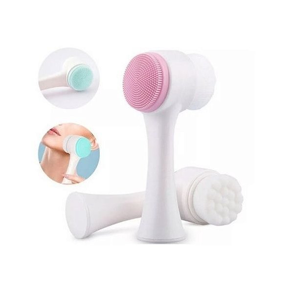 Escova Escovinha De Limpeza Facial 2 Em 1 Silicone Cerdas