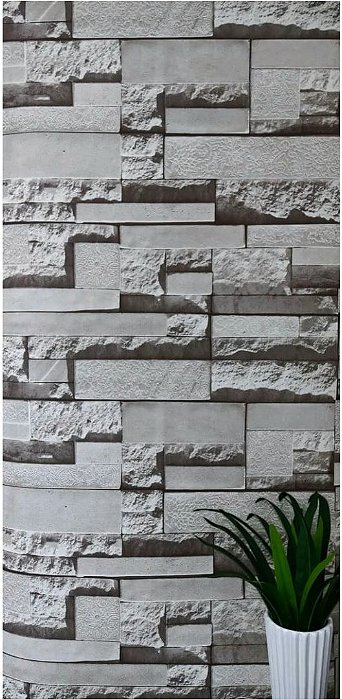 Papel De Parede De Canjiquinha / Pedra Cinza Autoadesivo 10mts
