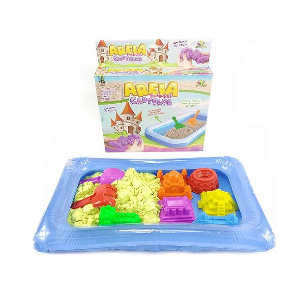 Kit Areia Cinética 700g Com Forminhas Para Modelar - Areia Castelo 10 Peças