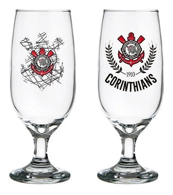 Kit 02 Taças Floripa 300 Ml Corinthians Licenciada Oficial