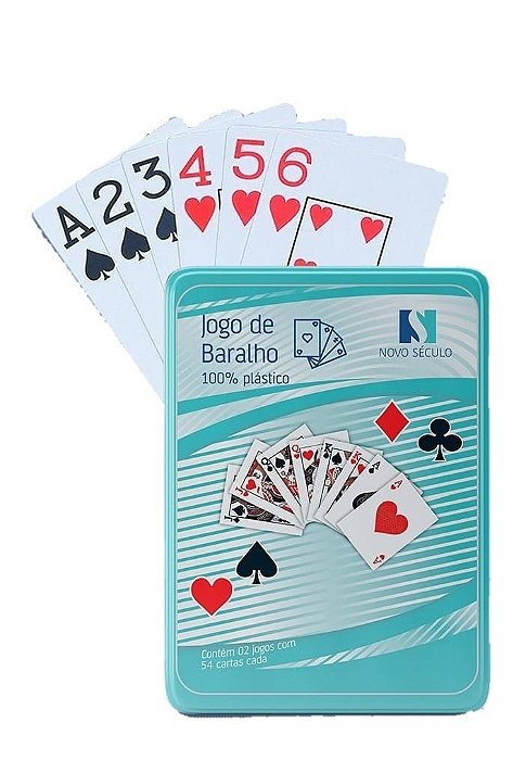 Baralho Duplo 100% Plástico C/ 108 Cartas À Prova Dágua Lata