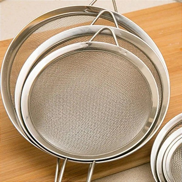 Kit 3 Peneiras Em Aço Inox - Utensílio Para Cozinha Tam P M G - Coador
