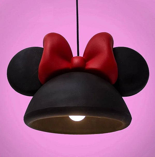 Luminária Pendente Infantil Da Minnie Aberta Preta - Disney