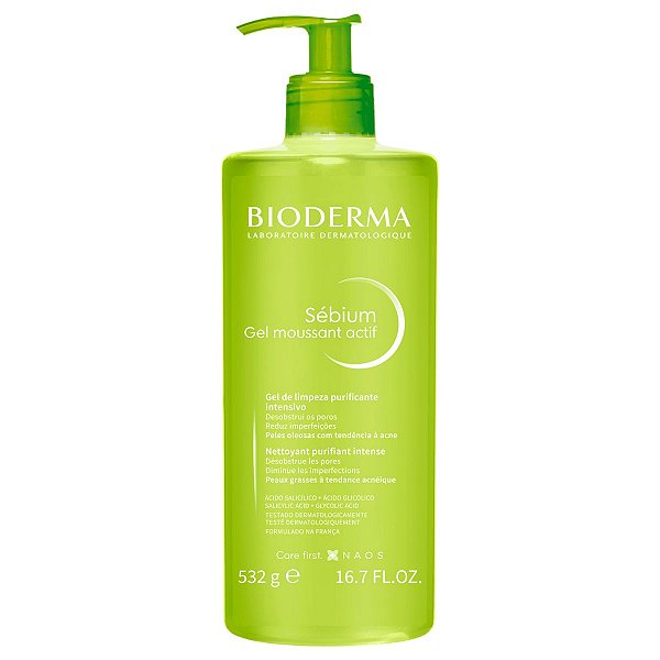 Gel de Limpeza Facial Purificante Antiacne Bioderma Sébium Moussant Actif Frasco Pump 500 ml