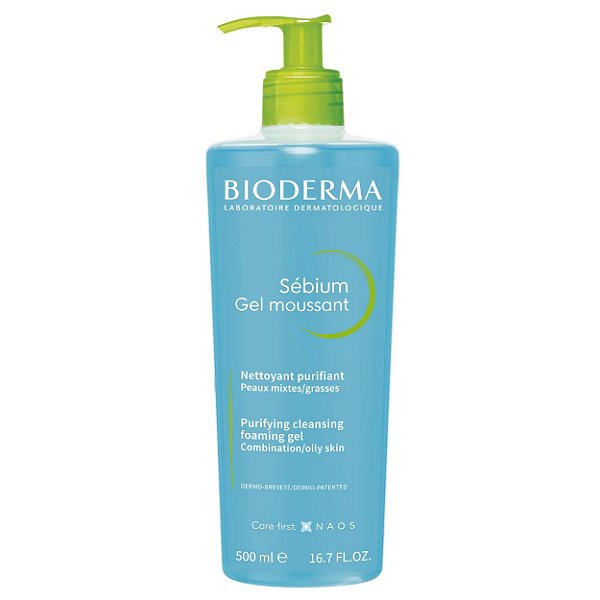 Gel de Limpeza Facial Purificante Bioderma Sébium Moussantt Frasco Pump 500 ml