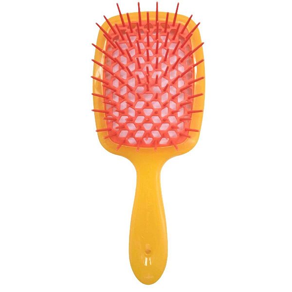 Escova de Cabelo Profissional Italiana Janeke Superbrush Cabo Amarelo Com Cerdas Laranja