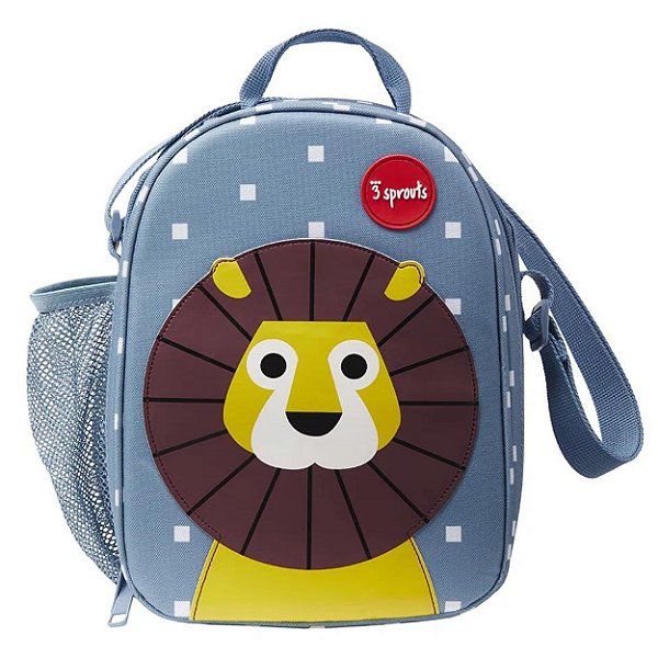 Lancheira Frasqueira Merendeira Térmica Escolar Leão 3 Sprouts Azul