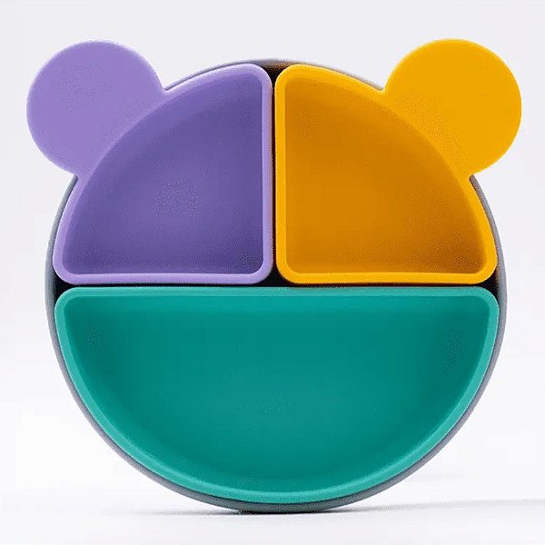 Kit Refeição Silicone Infantil Com Divisórias Removíveis Petit Piá