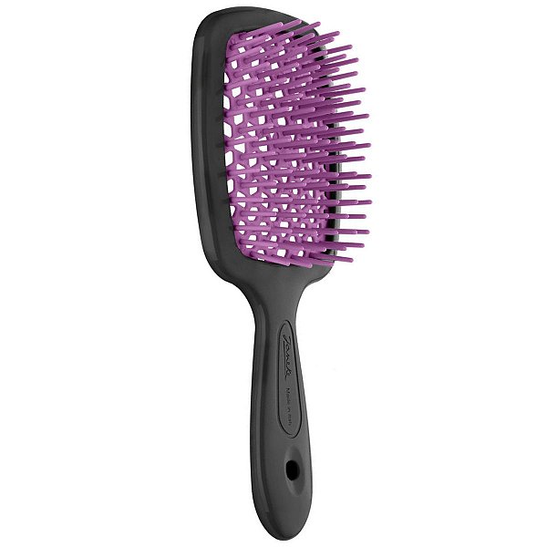 Escova Cabelo Janeke Superbrush Italiana Legitima Preta e Fucsia