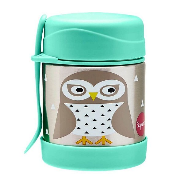 Pote Térmico Desenho Coruja em Inox com Talher 3 Sprout