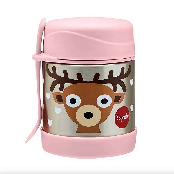 Pote Térmico Bebê Desenho Alce em Inox com Talher 3 Sprouts