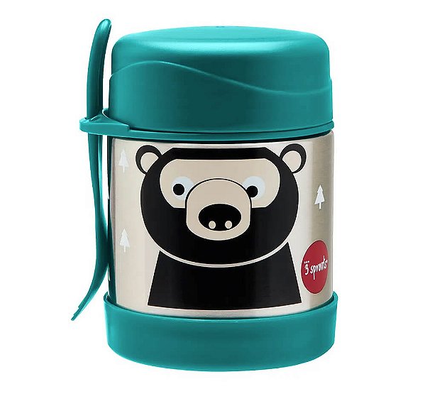 Pote Térmico Desenho Urso em Inox com Talher 3 Sprout