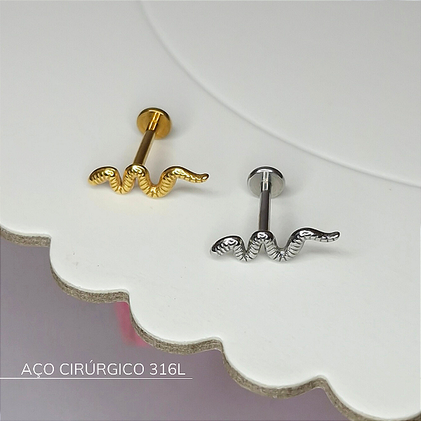 Labret cobrinha - Aço Cirúrgico 316L