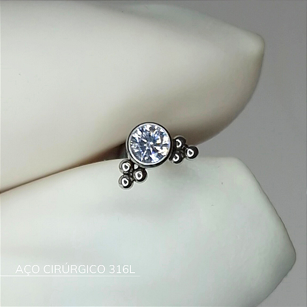 Labret zircônia indiana - Aço Cirúrgico 316L