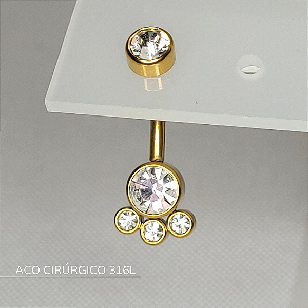 Bananabell três zircônias - Aço Cirúrgico 316L