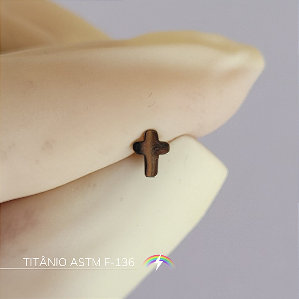 Labret mini cruz - Titânio ASTM F-136