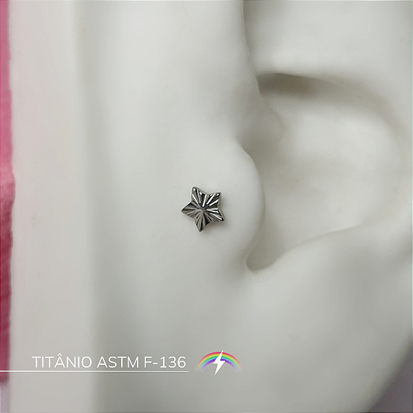 Labret estrela diamantada - Titânio ASTM F-136