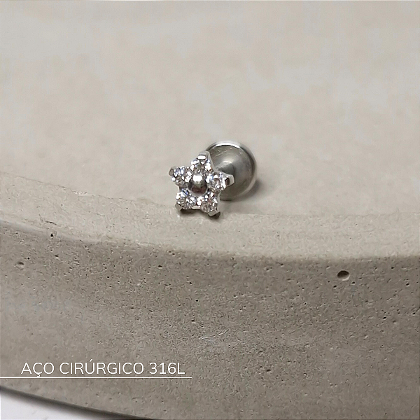 Labret flor de zircônias - Titânio ASTM F-136