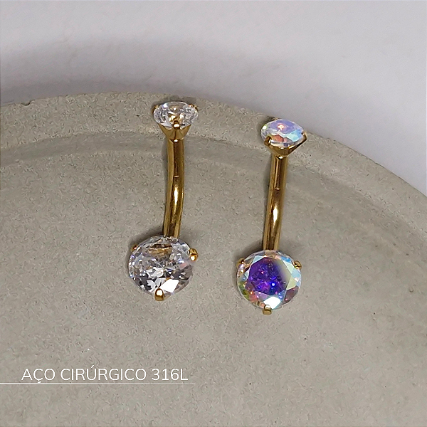 Bananabell zircônia PVD Gold - Aço Cirúrgico 316L