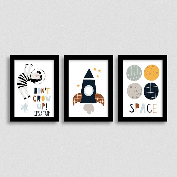Quadro Bichinho Astronauta Quarto de Bebê