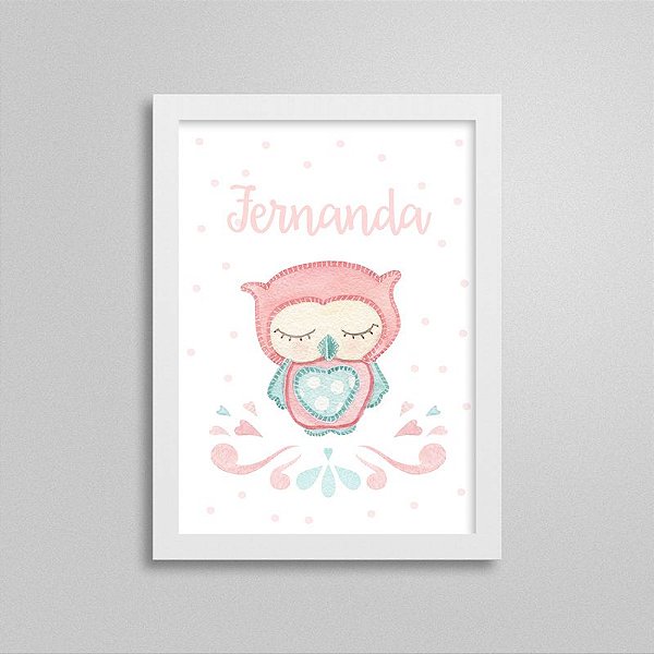 Quadro decorativo Sweet Baby Girl - Corujinha - Nome Personalizado